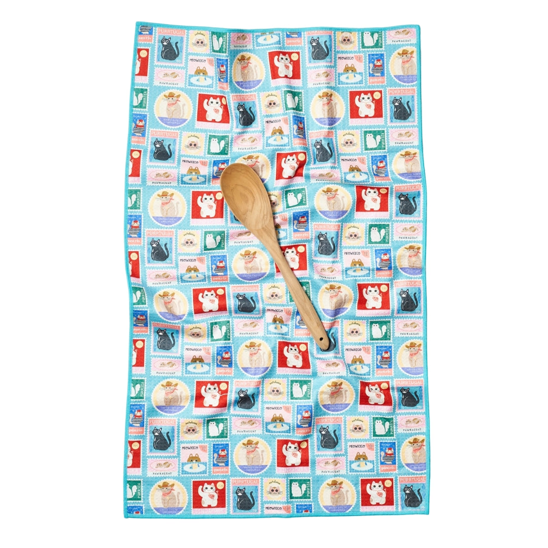 Anywhere Towel Reversible - Mable Tan Cat Mail