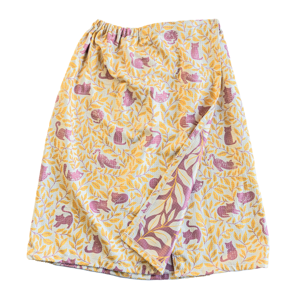 Bath Wrap Double Sided - Nuthatch Cat Club (L/XL) Hair Care Wraps Once Again Home Co. Egret  