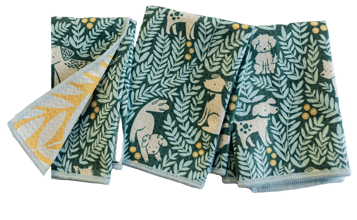 Mighty Mini Towel (Set of 3) - Nuthatch Dog Park kitchen towels Once Again Home Co. Teal  