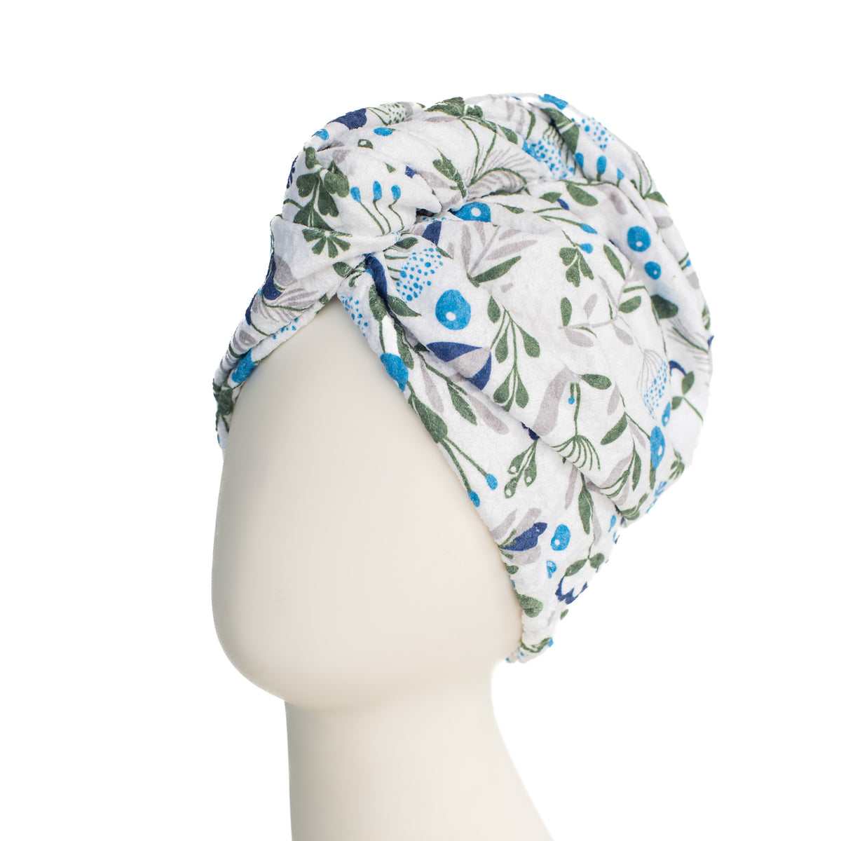 Hair Towel Wrap - Flower Field in Blue Hair Care Wraps Once Again Home Co. Blue  