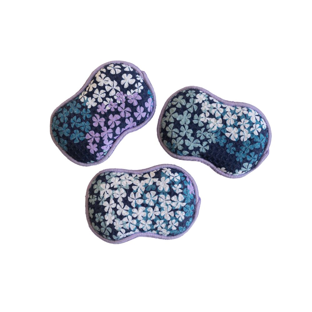 RE:usable Sponges (Set of 3) - Hydrangea Sponges &amp; Scouring Pads Once Again Home Co. Navy  