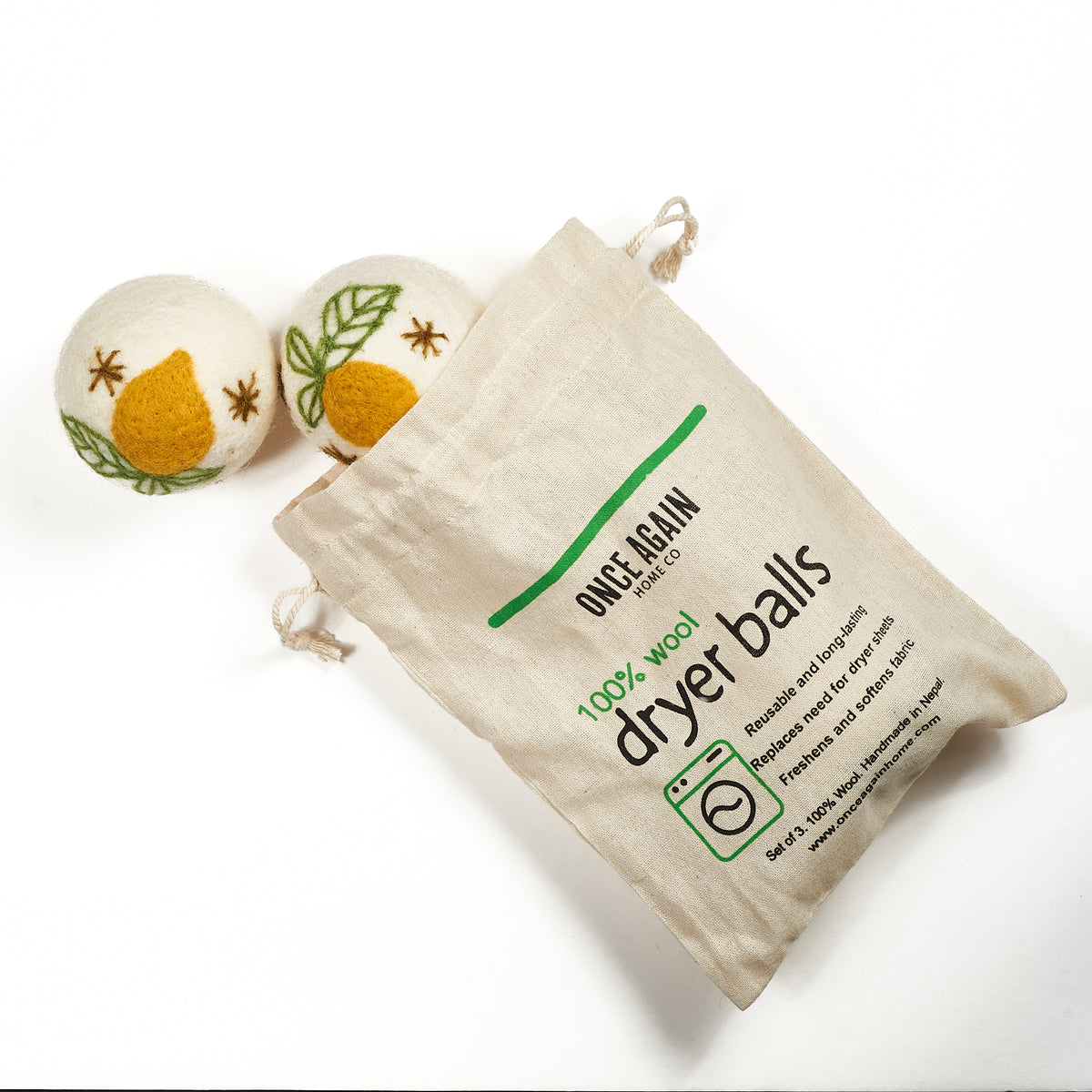 Laundry Wool Dryer Balls - Set of 3 RJW Lemon