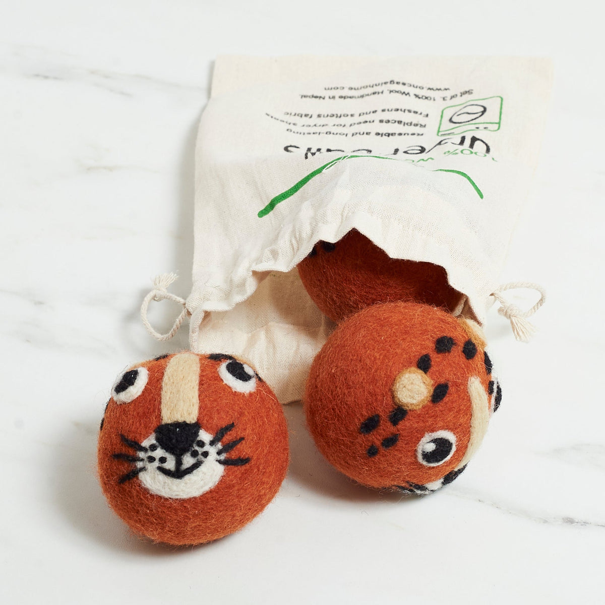 Laundry Wool Dryer Balls - Set of 3 Leopard