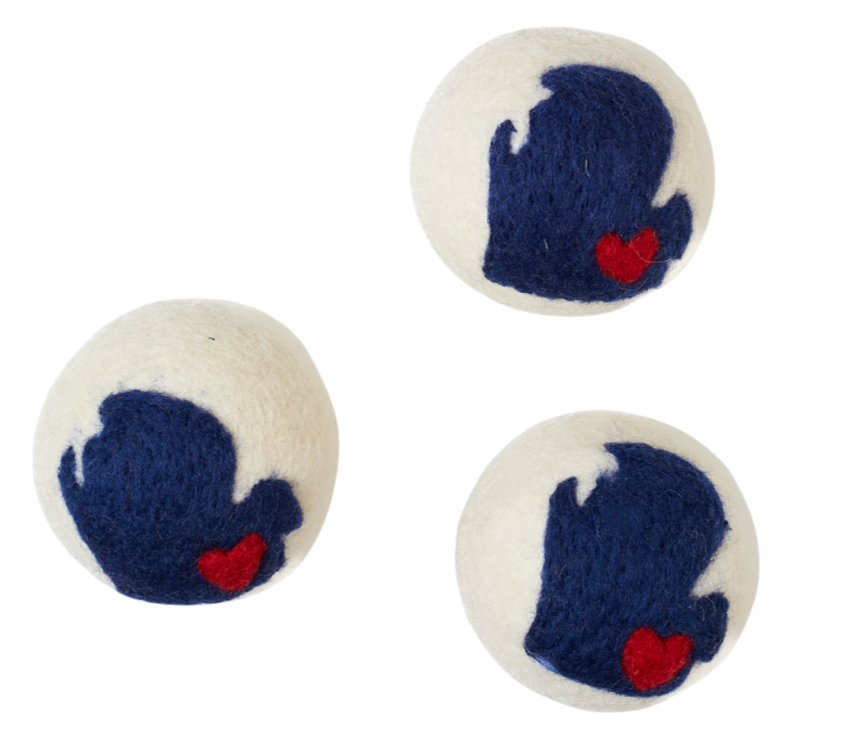 Three round dryer  balls with state of Michigan