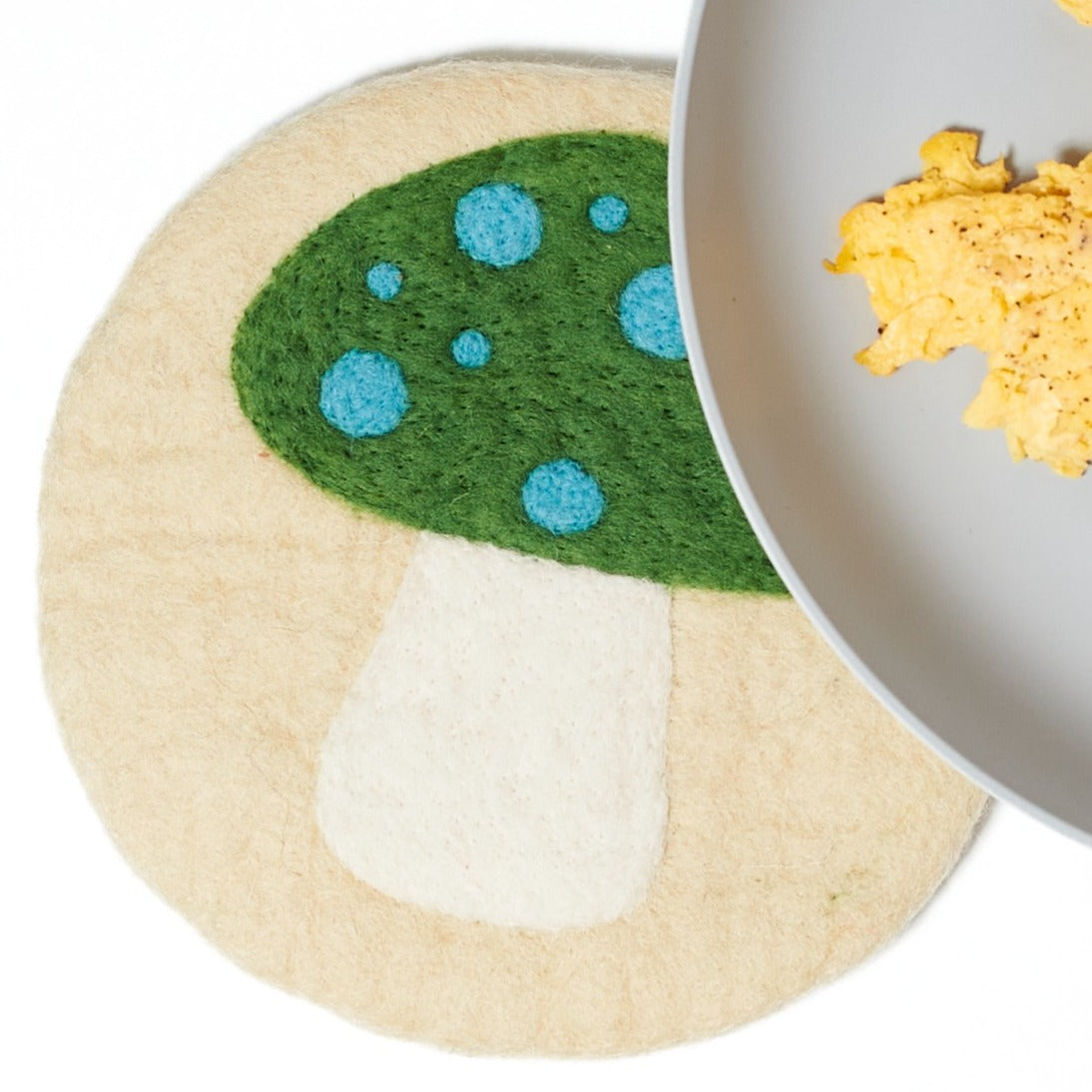 Wool Trivet - Mushroom in Green