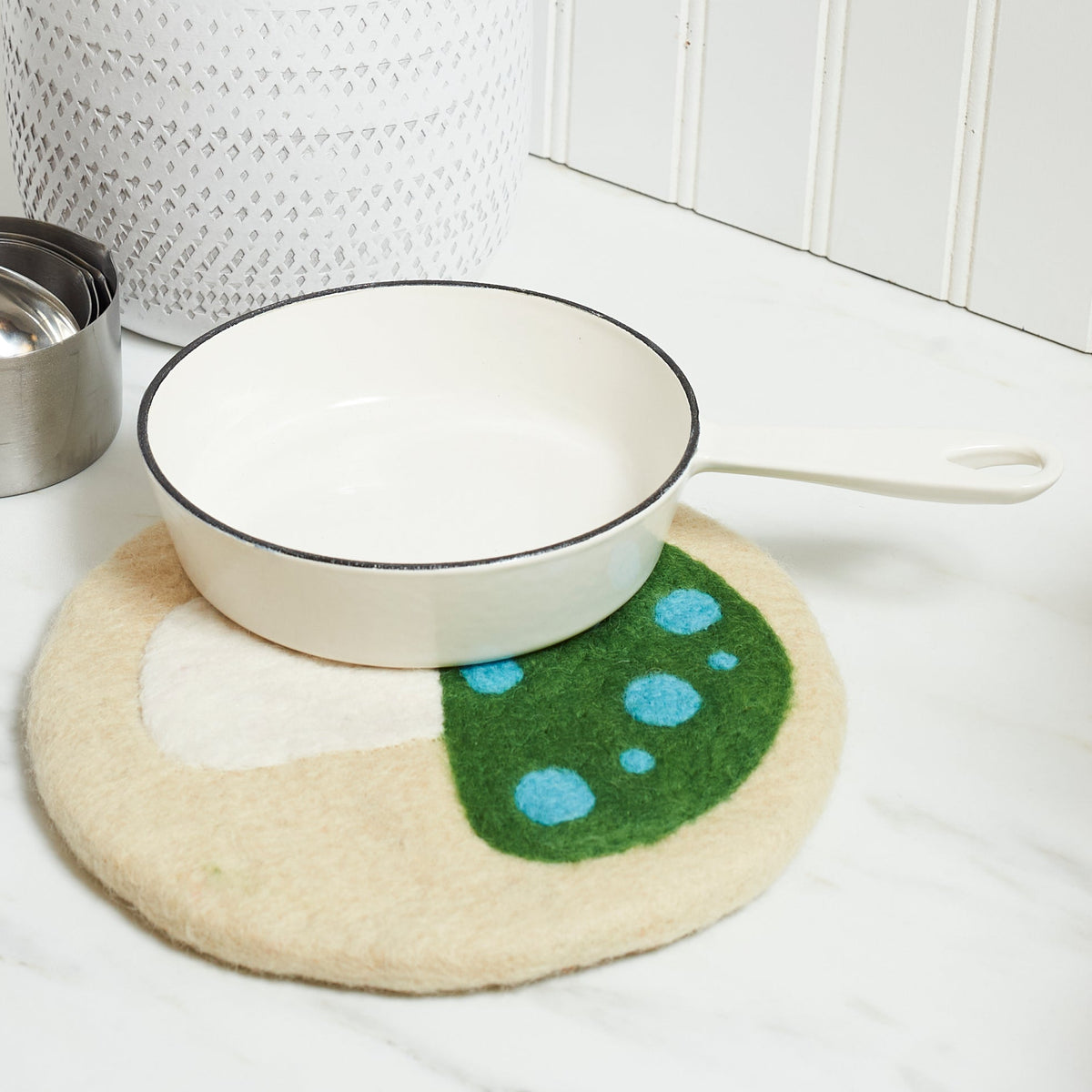 Wool Trivet - Mushroom in Green