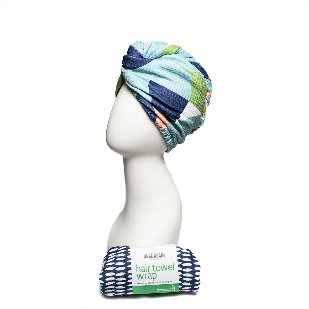 Hair Towel Wrap - Mod in Turquoise Hair Care Wraps Once Again Home Co. Turquoise  