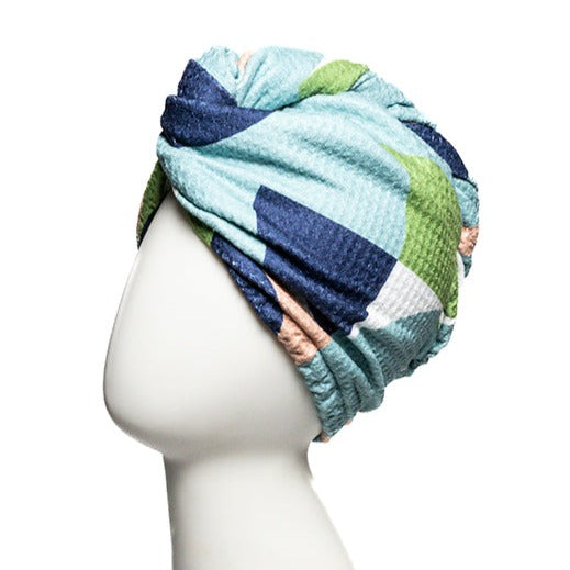 Hair Towel Wrap - Mod in Turquoise Hair Care Wraps Once Again Home Co. Turquoise  