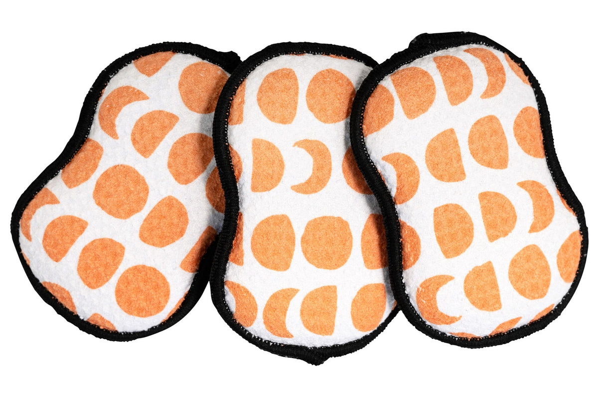 RE:usable Sponges (Set of 3) - Halloween Moon Sponges &amp; Scouring Pads Once Again Home Co. Orange  