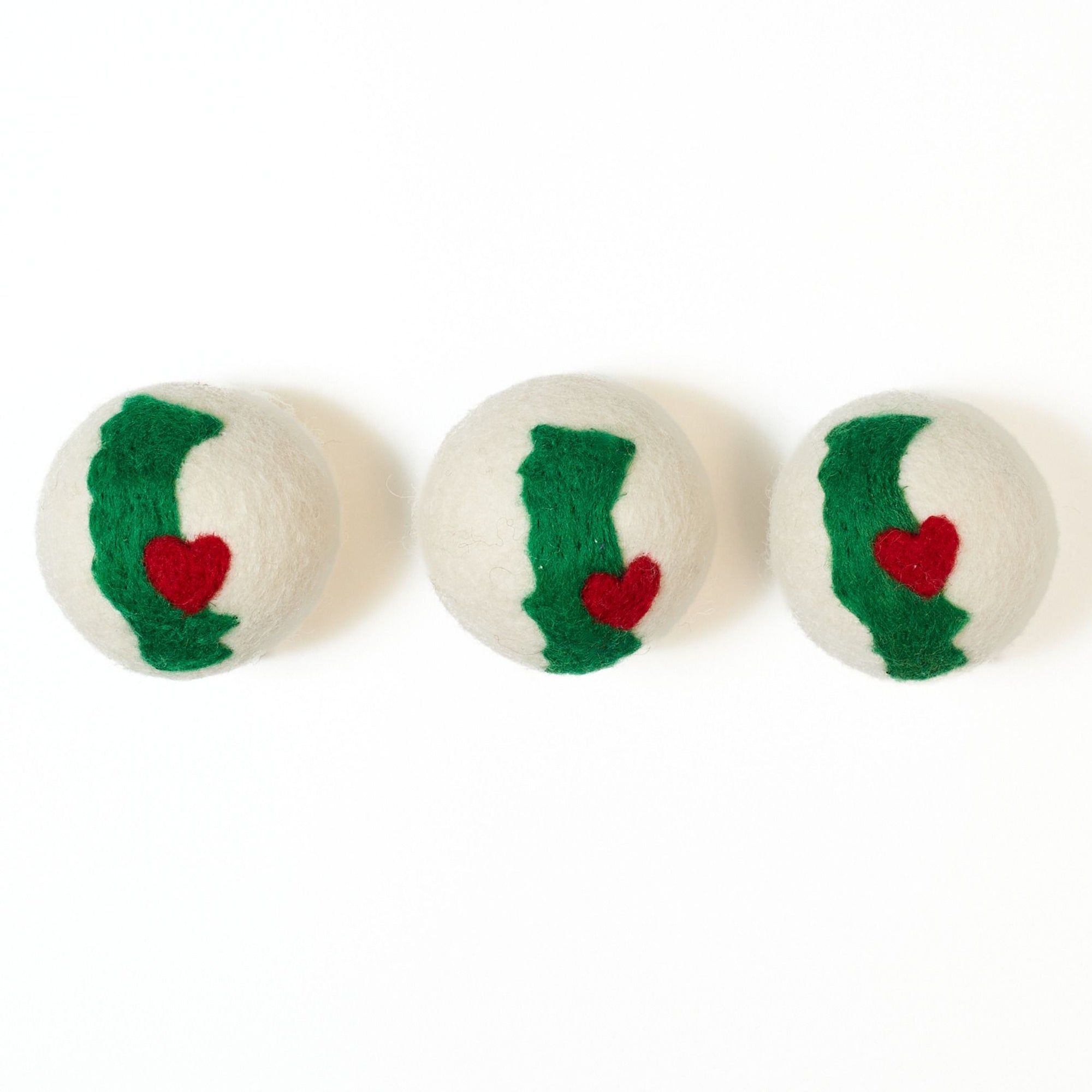 Three dryer balls with the state of California