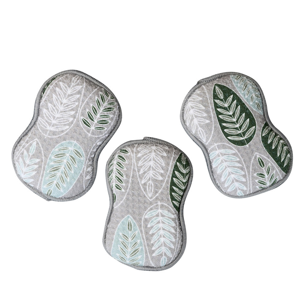 RE:usable Sponges (Set of 3) - Pressed Leaf in Grey
