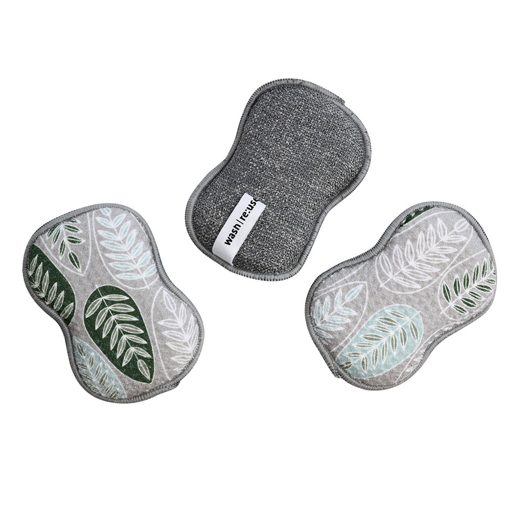 RE:usable Sponges (Set of 3) - Pressed Leaf in Grey