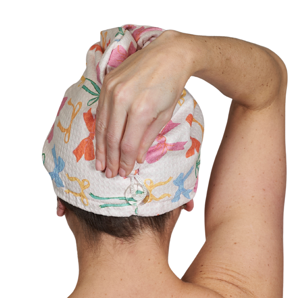 Hair Towel Wrap Double Sided - Mable Tan Ribbons