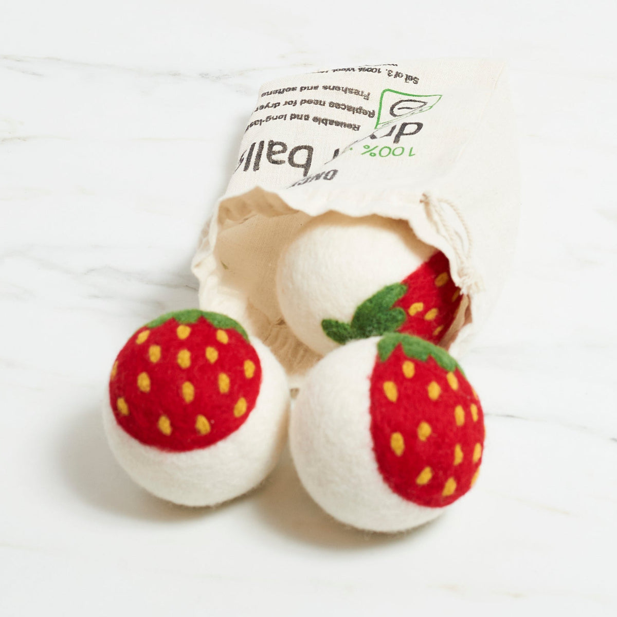 Laundry Wool Dryer Balls - Set of 3 Strawberry