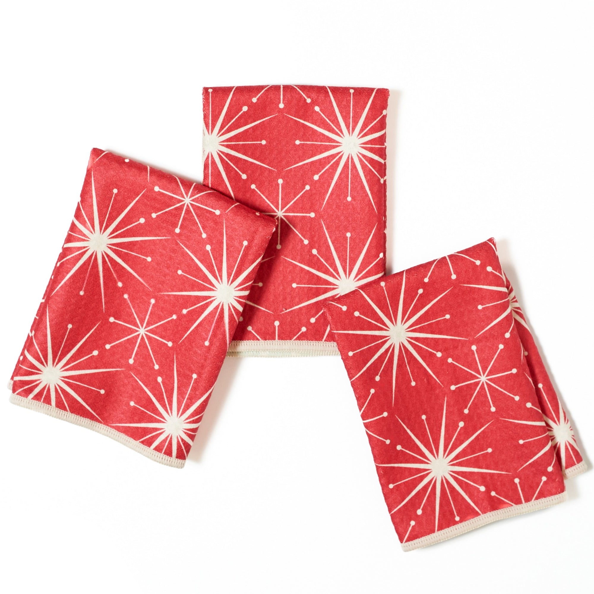 Three patterned mini towels with Holiday Tree designs on a white background