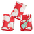 Set of three red napkins with Santa Claus pattern on a white background