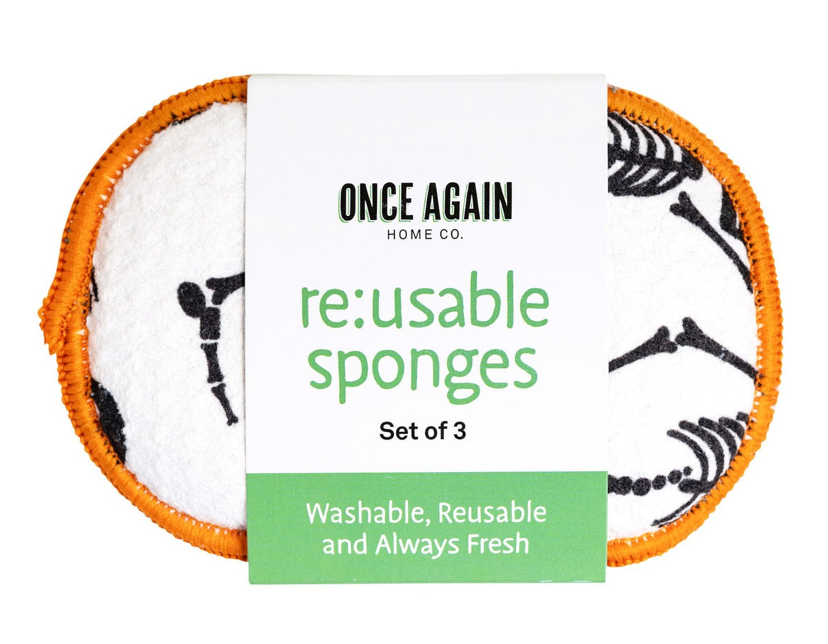 RE:usable Sponges (Set of 3) - Halloween Skeleton Sponges &amp; Scouring Pads Once Again Home Co.   