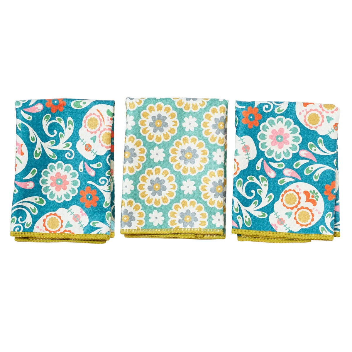 Mighty Mini Towel (Set of 3) Reversible - Heather Jacobs Sugar Skull