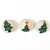 Three dryer balls with Christmas tree designs on a white background