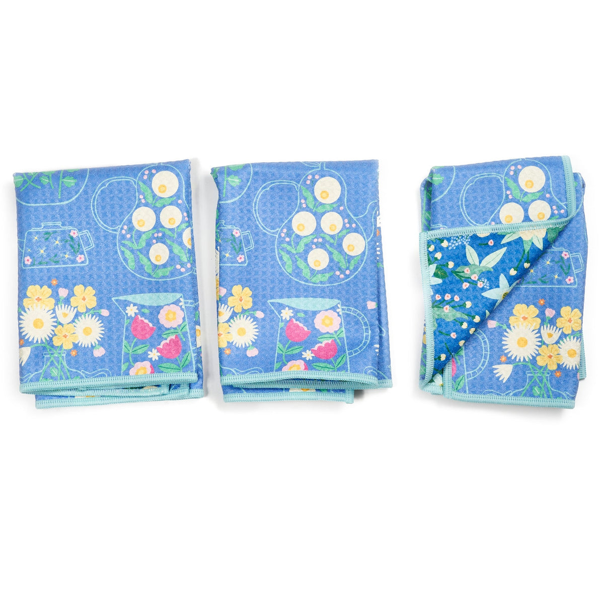 Mighty Mini Towel (Set of 3) Reversible - MT Flower Teapot