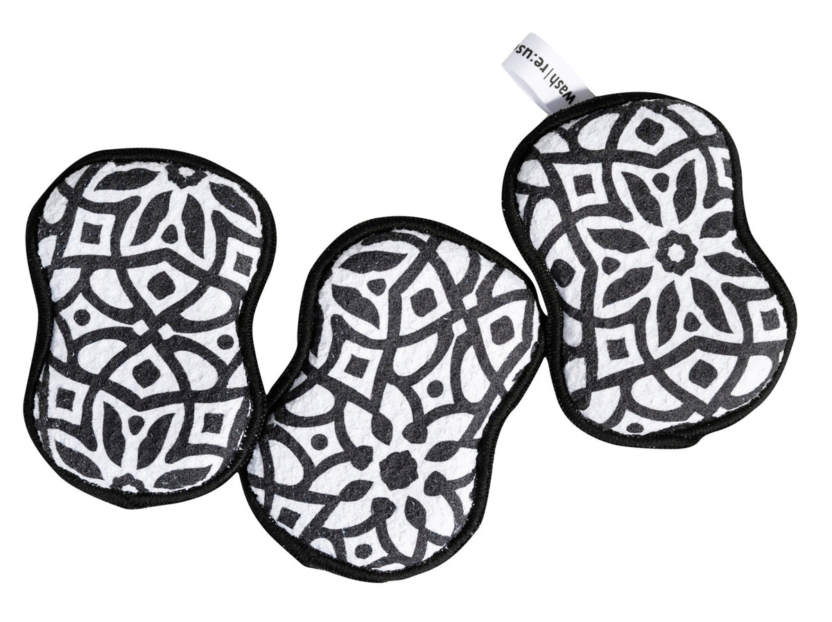 RE:usable Sponges (Set of 3) - Moroccan Tile Sponges &amp; Scouring Pads Once Again Home Co. Black  