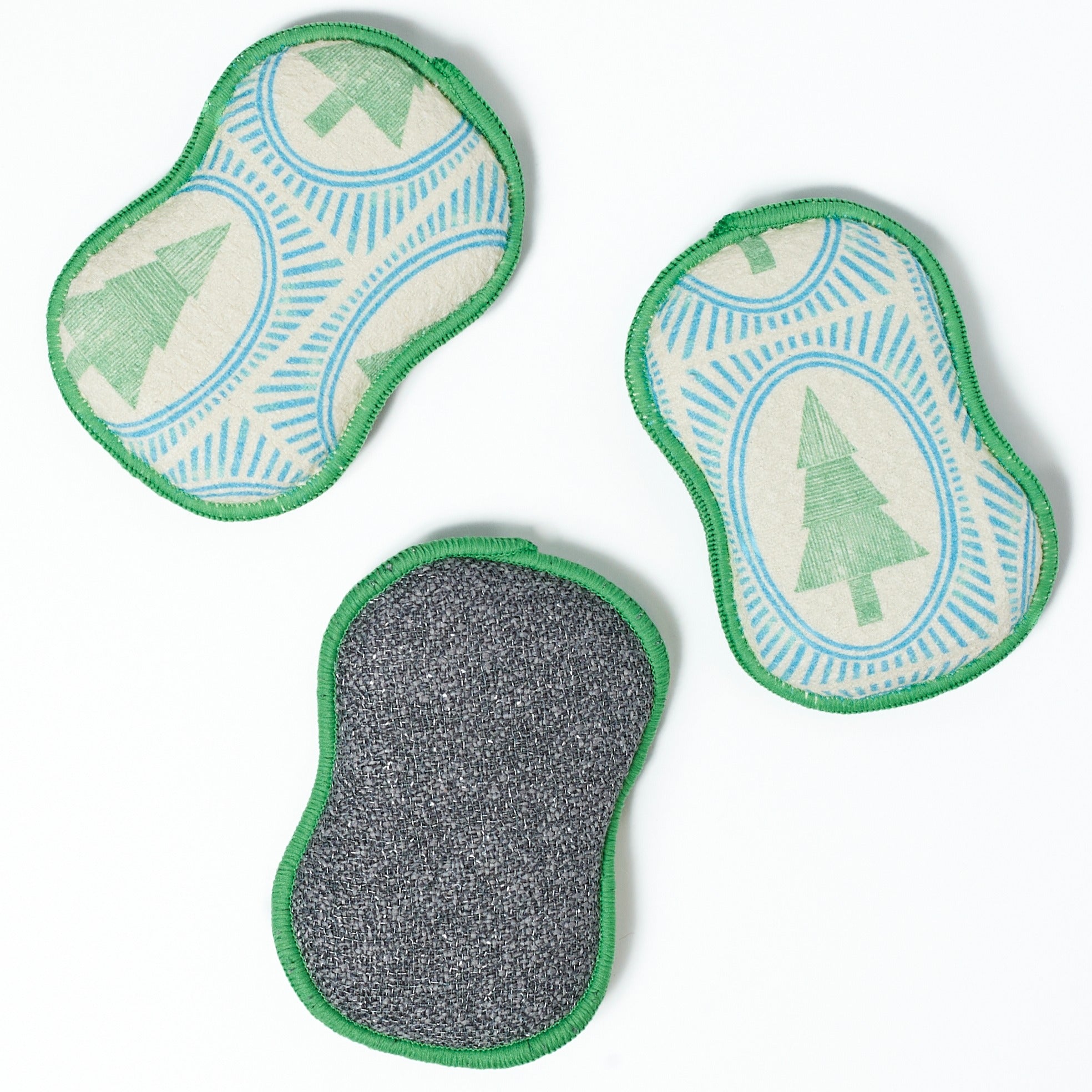 Three washable sponges with tree designs 