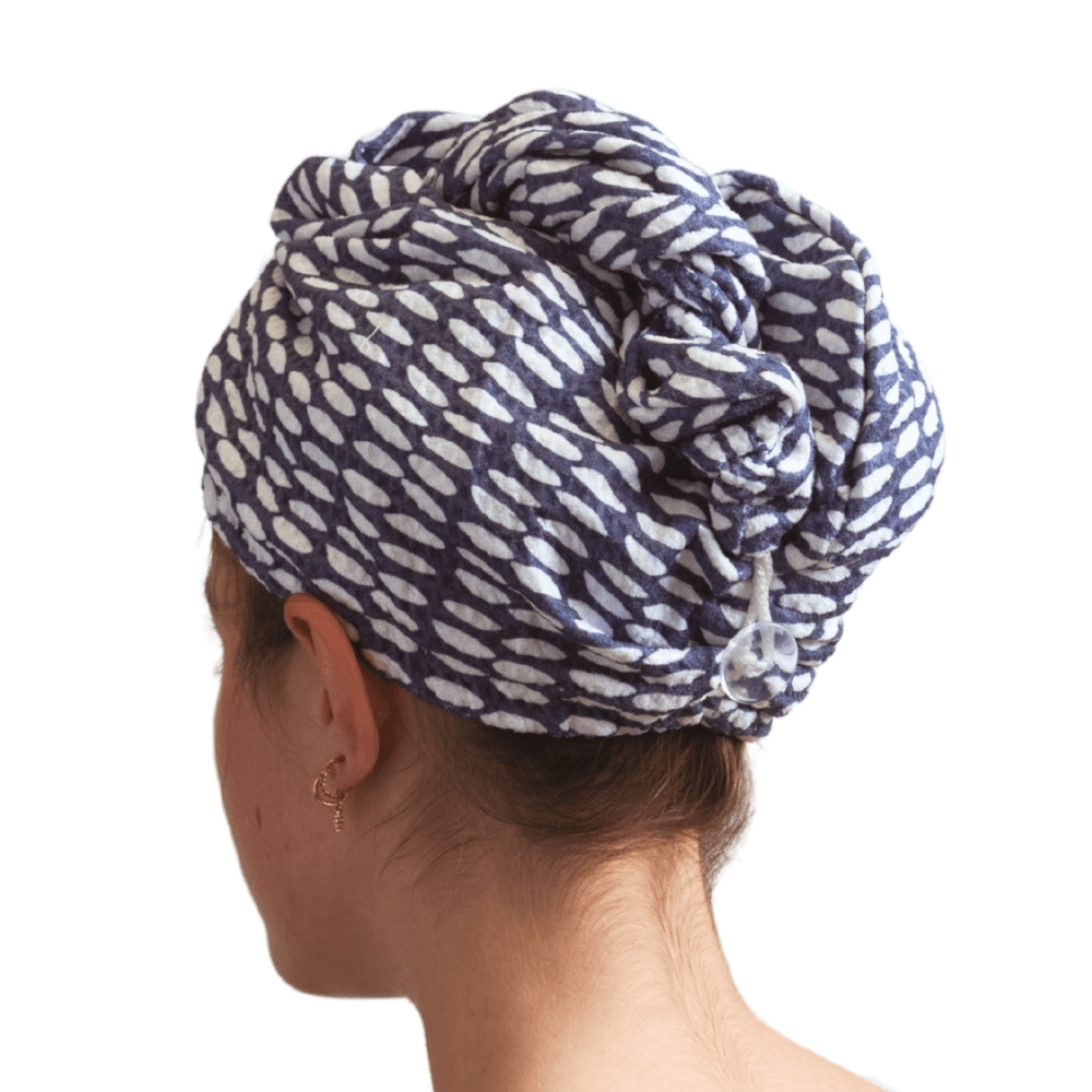 Hair Towel Wrap - Beans in Navy - Once Again Home Co.