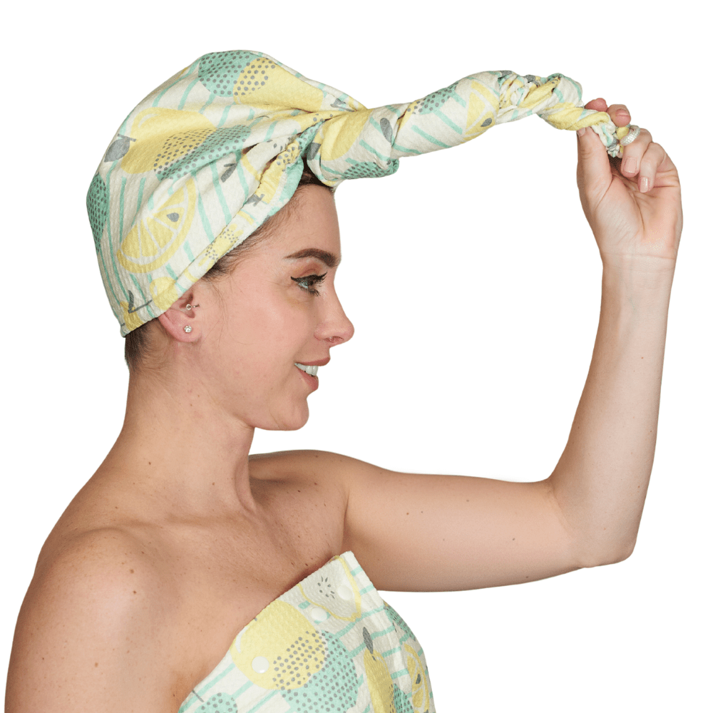 Hair Towel Wrap Double Sided - Heather Jacobs Cutie Fruitie - Once Again Home Co.