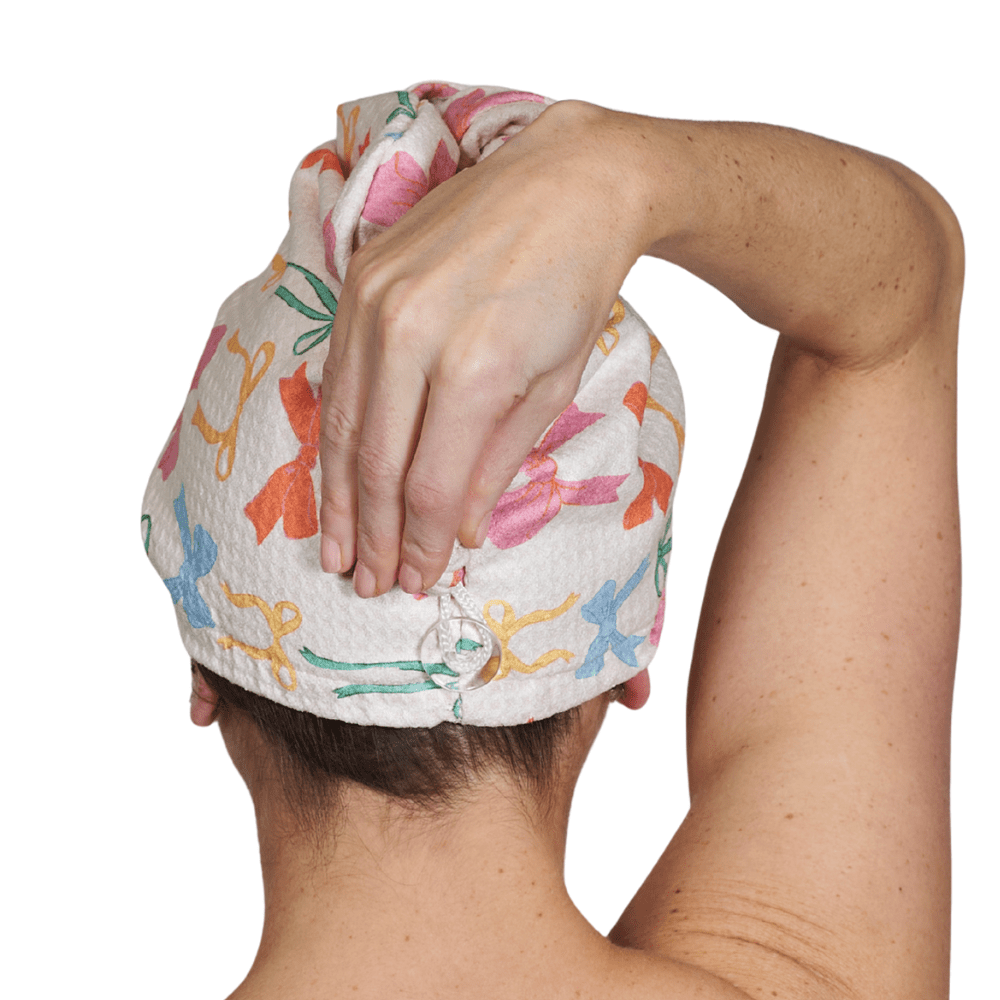 Hair Towel Wrap Double Sided - Mable Tan Ribbons - Once Again Home Co.