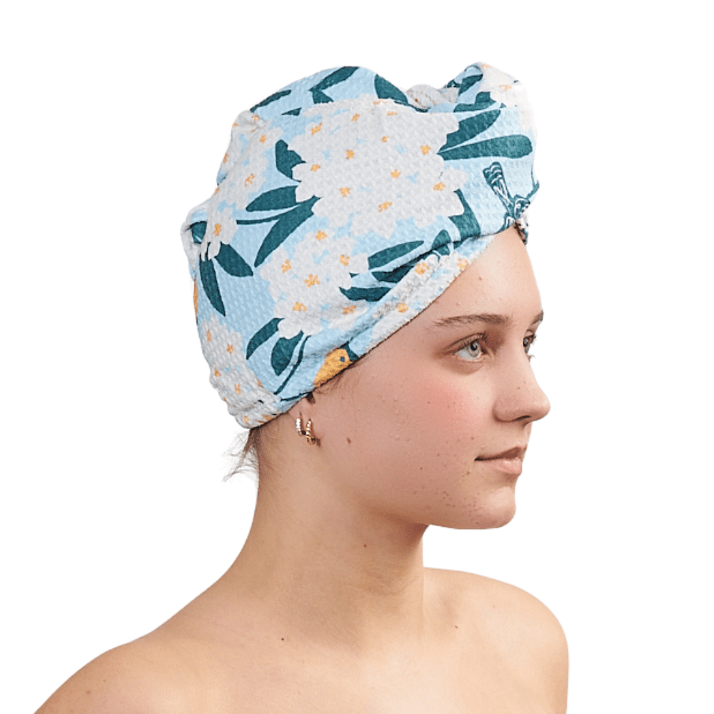 Hair Towel Wrap Double Sided - Nuthatch Birdsong - Once Again Home Co.