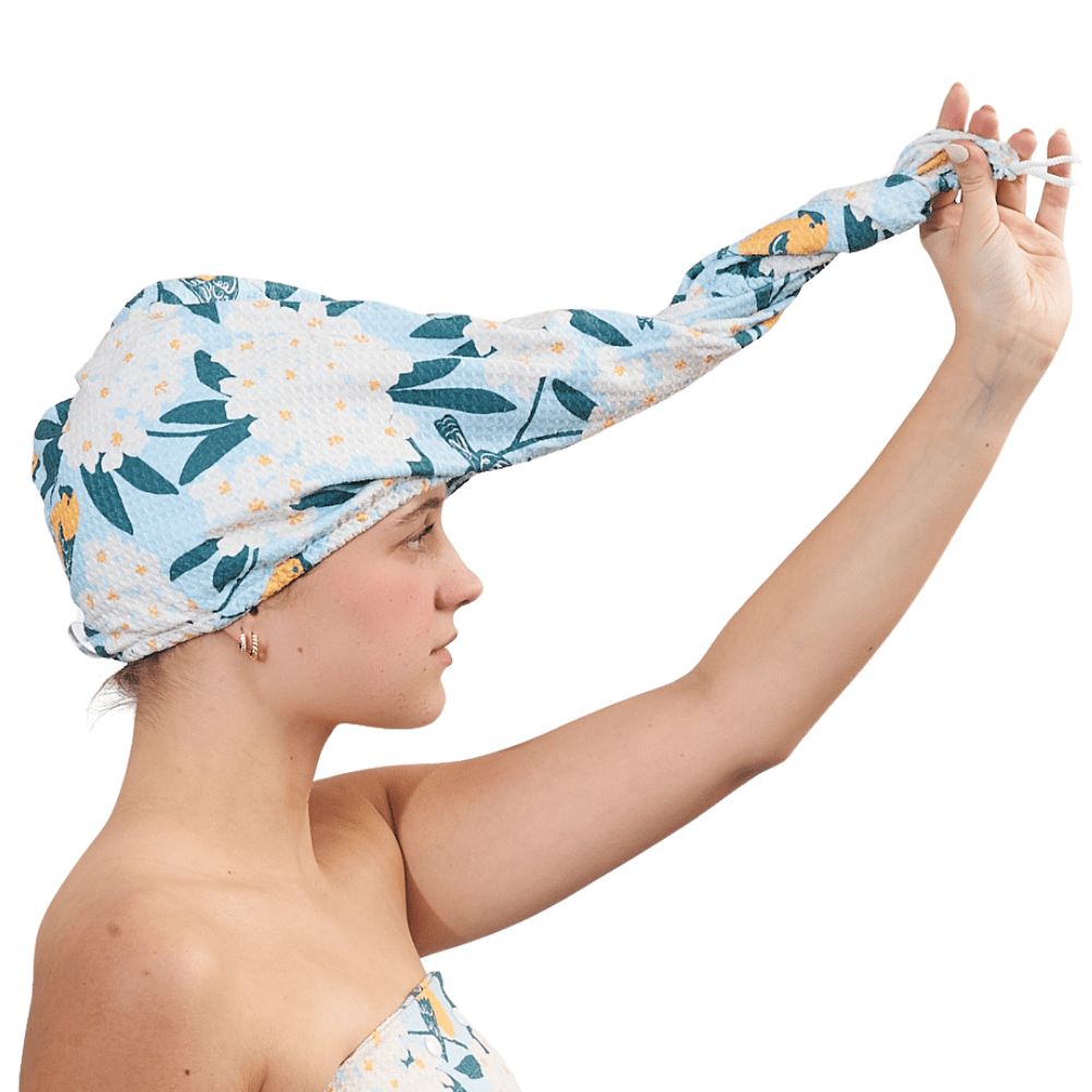 Hair Towel Wrap Double Sided - Nuthatch Birdsong - Once Again Home Co.