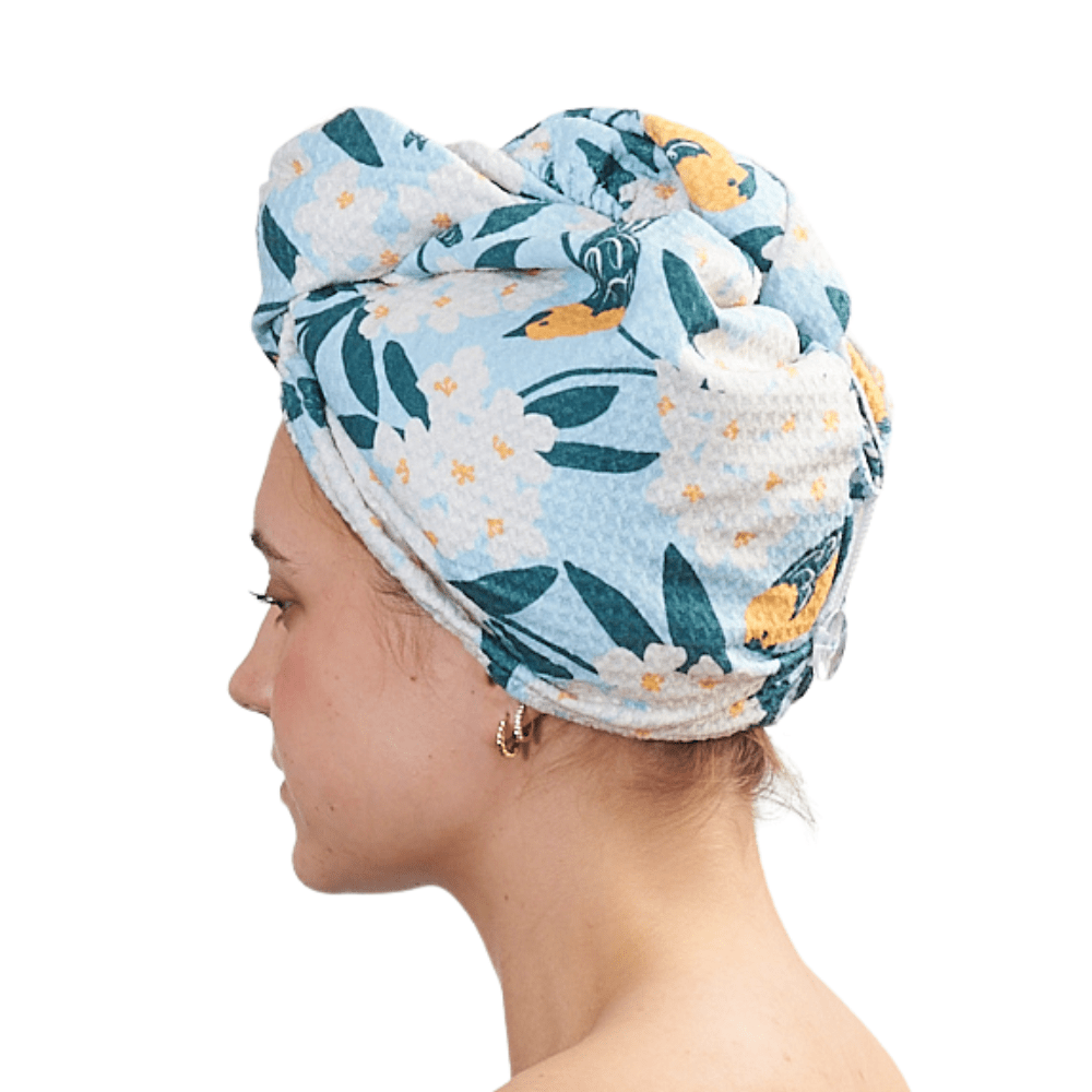 Hair Towel Wrap Double Sided - Nuthatch Birdsong - Once Again Home Co.