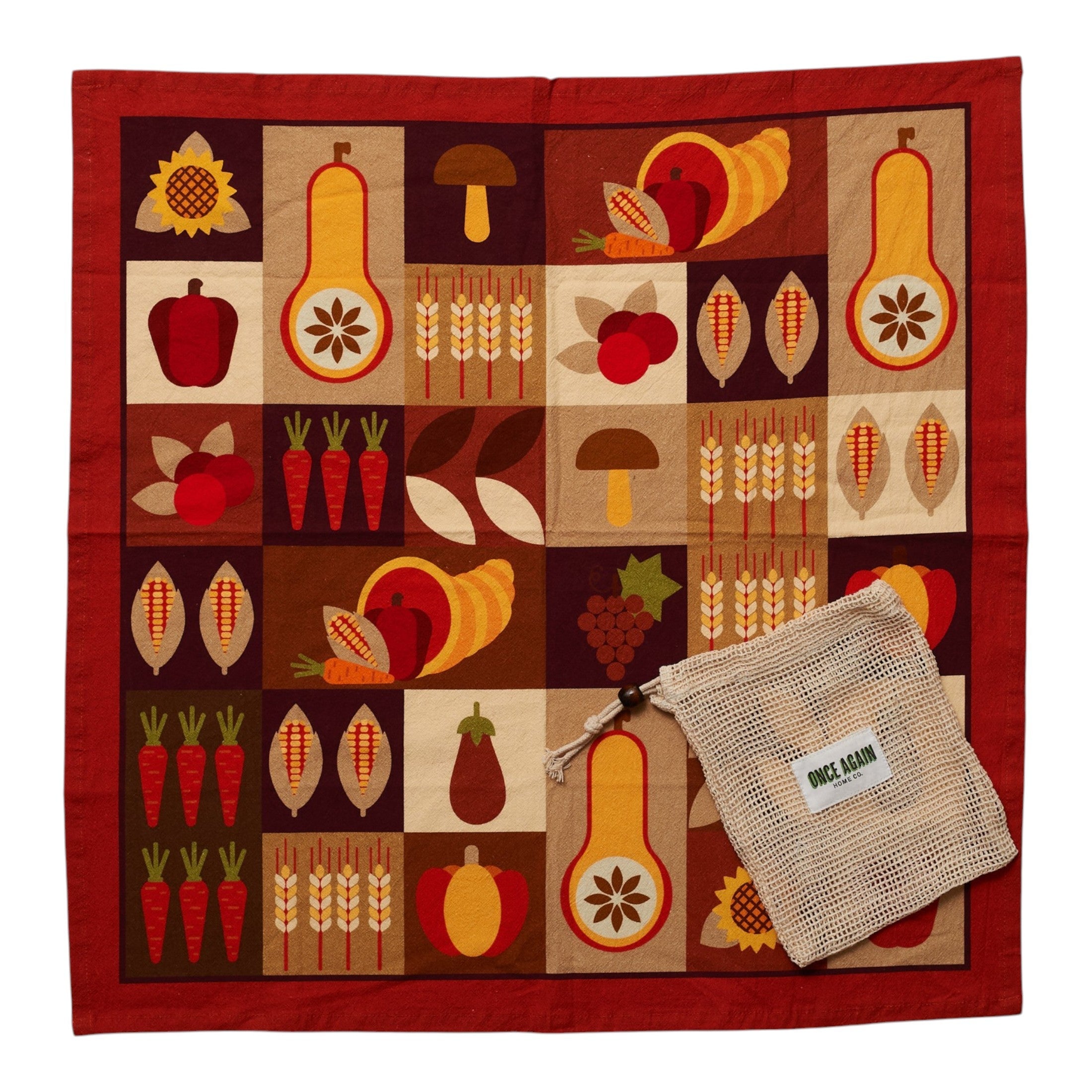 Heritage Organic Towel Set - Harvest Collage - Once Again Home Co.