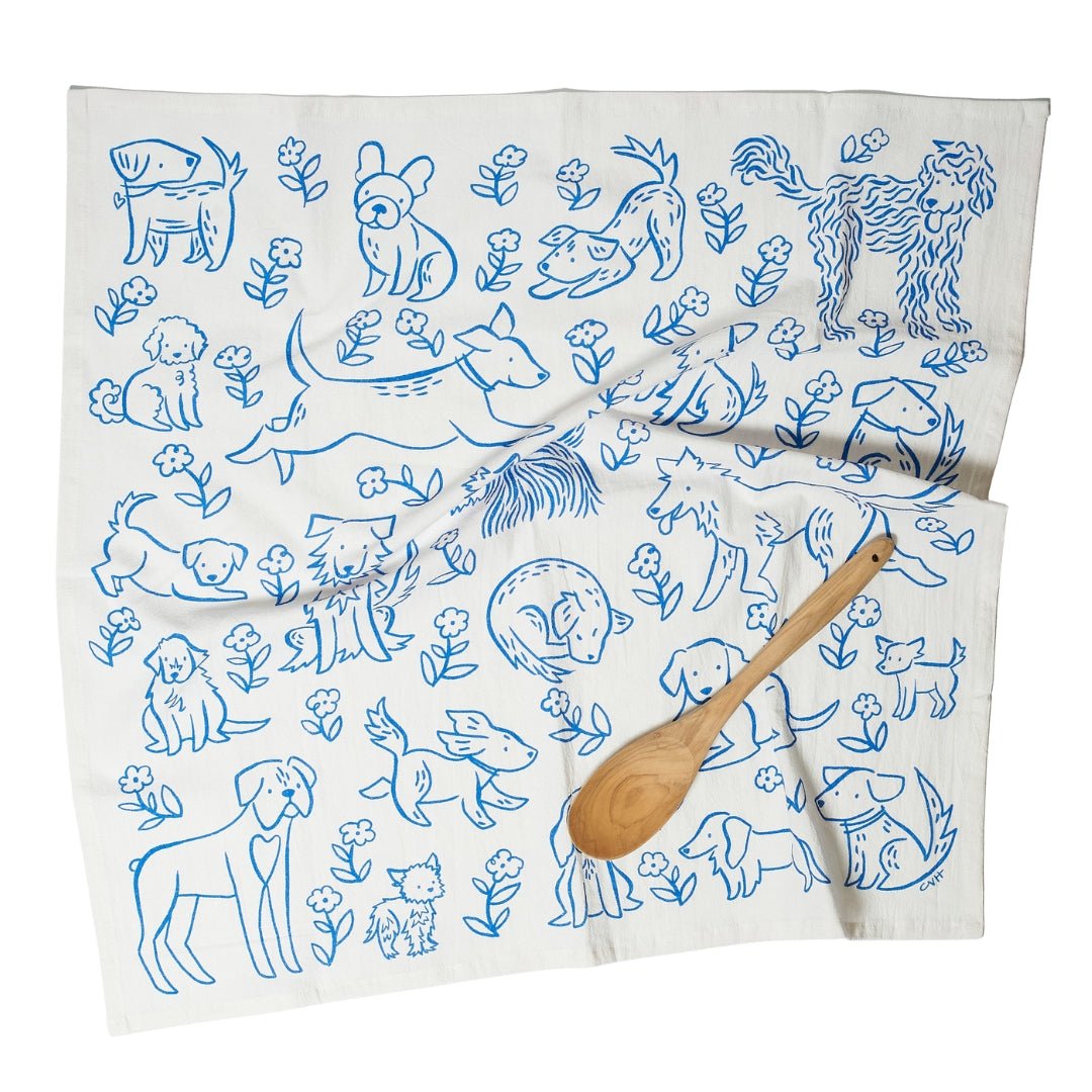 Heritage Organic Towel Set - Nuthatch Dog Sketch - Once Again Home Co.