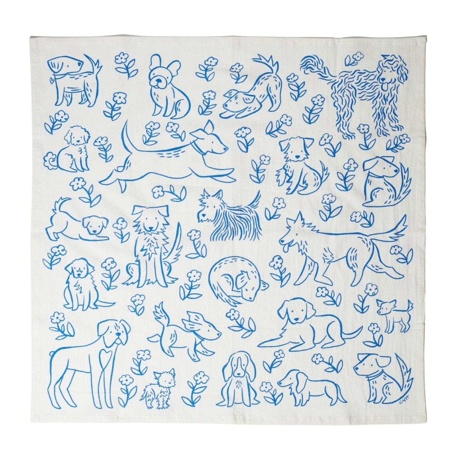 Heritage Organic Towel Set - Nuthatch Dog Sketch - Once Again Home Co.