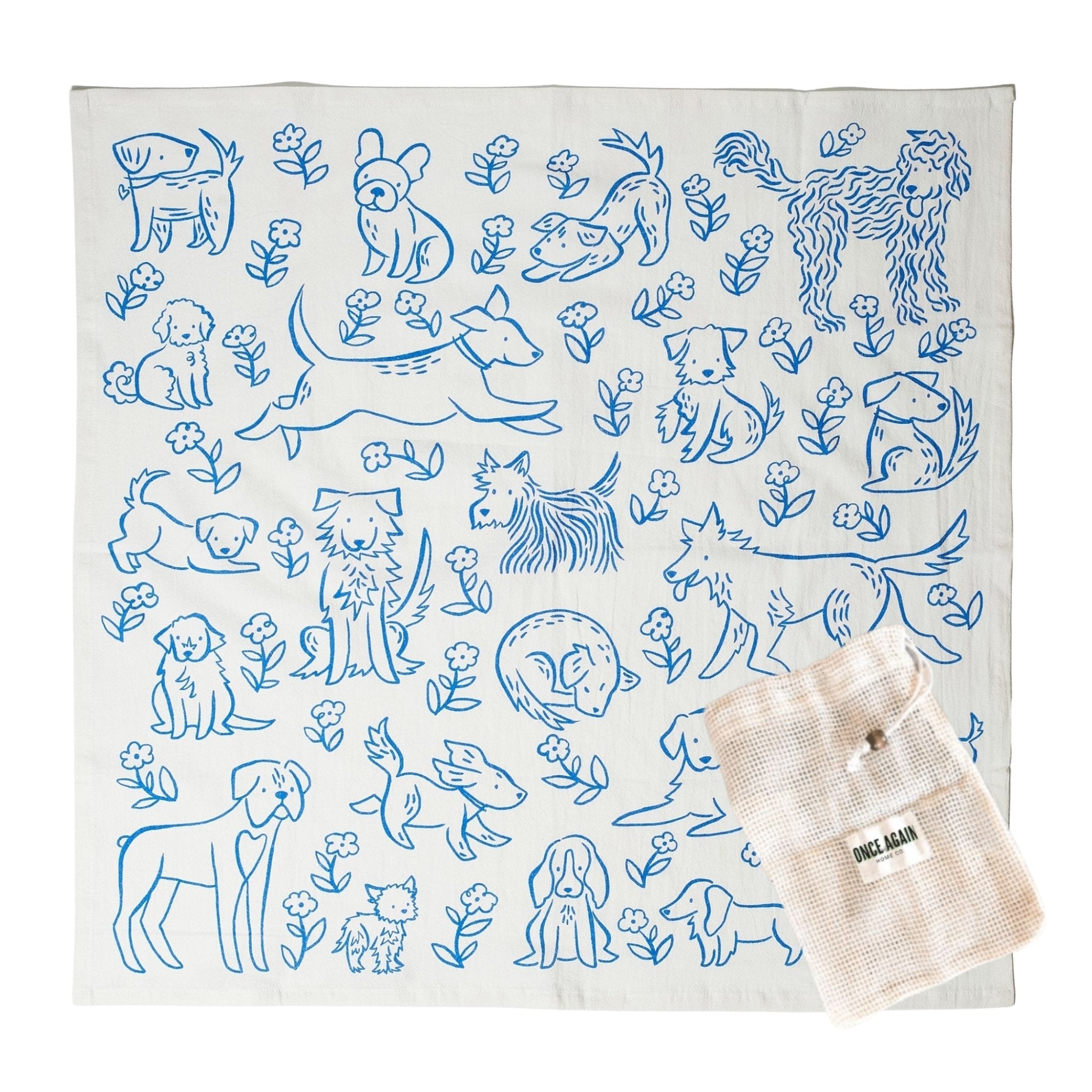 Heritage Organic Towel Set - Nuthatch Dog Sketch - Once Again Home Co.
