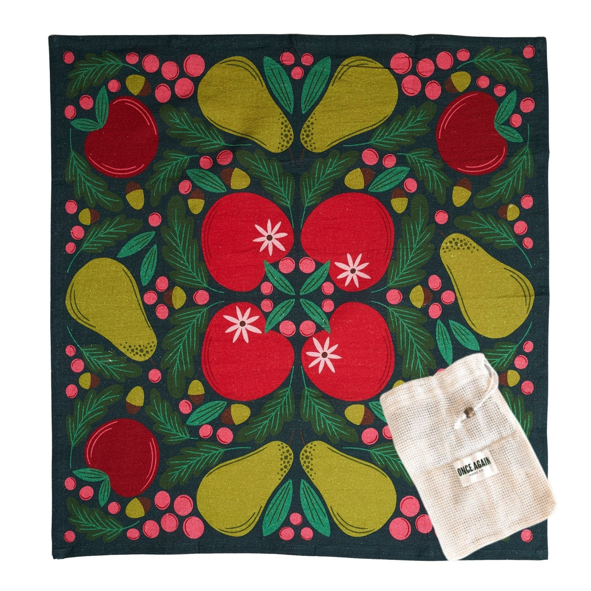 Heritage Organic Towel Set - Rebecca Jane Woolbright Folky Fruit - Once Again Home Co.