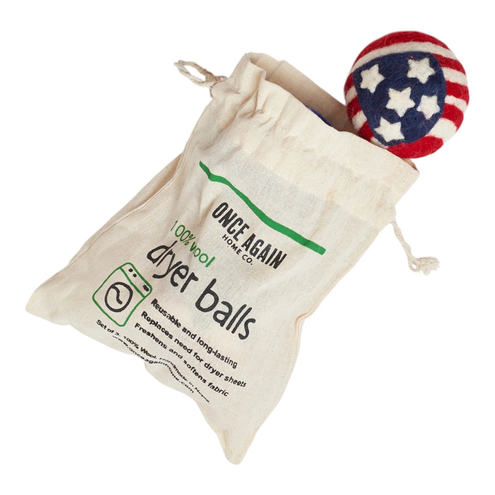 Laundry Wool Dryer Balls - Set of 3 - Americana - Once Again Home Co.