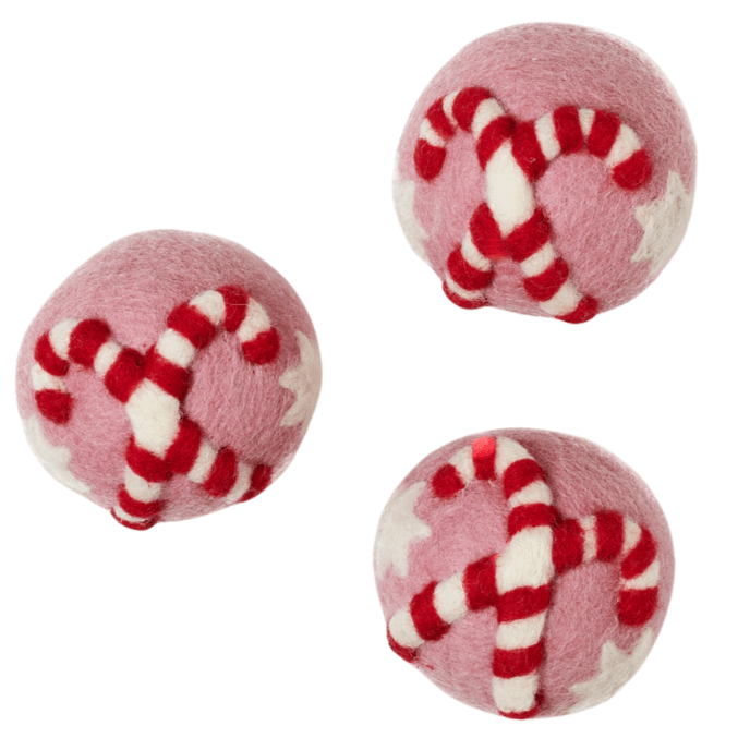 Laundry Wool Dryer Balls - Set of 3 Candy Cane - Once Again Home Co.