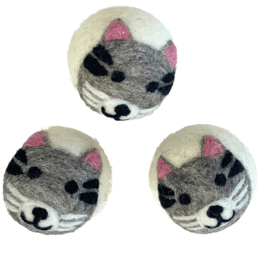 Laundry Wool Dryer Balls - Set of 3 Cat - Once Again Home Co.