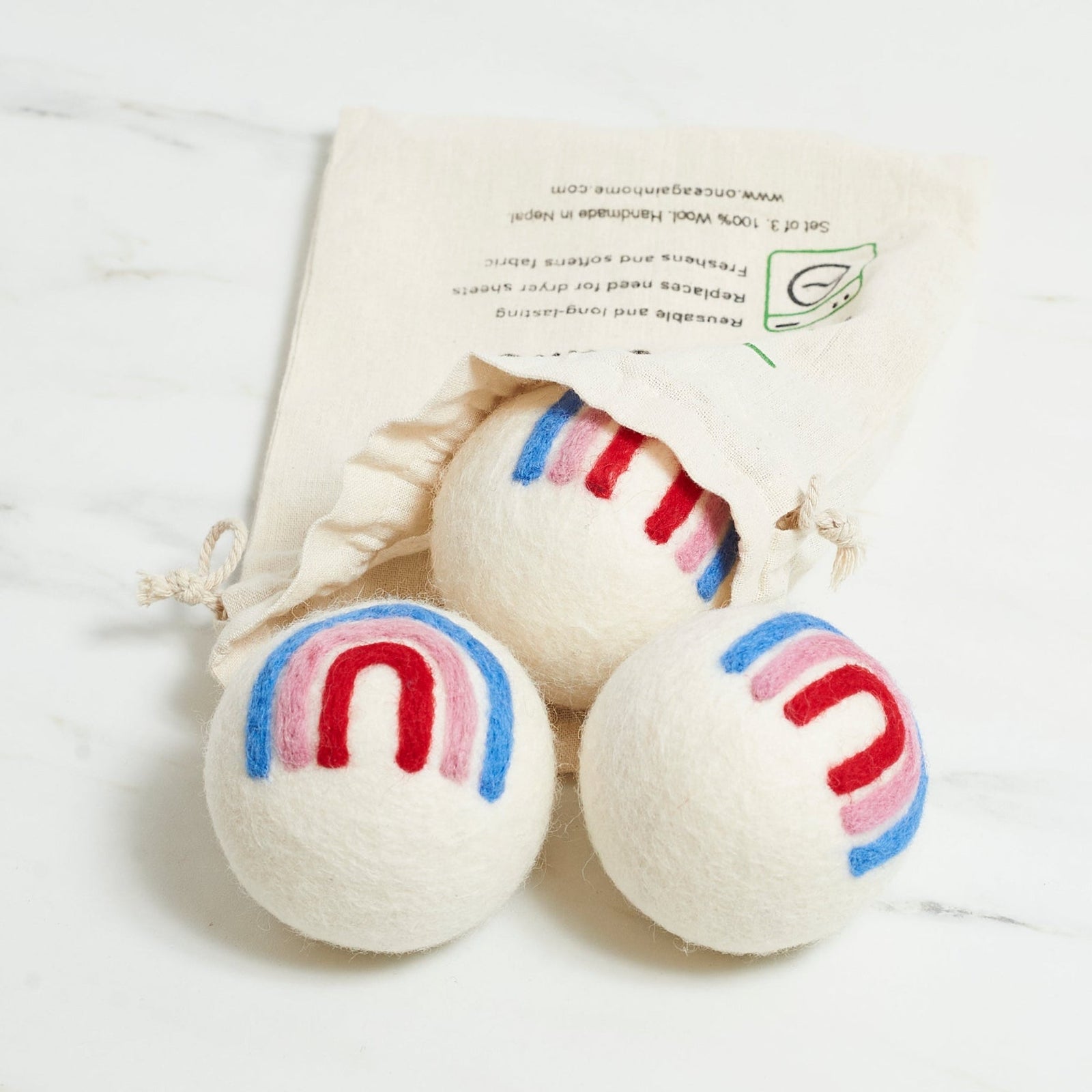 Laundry Wool Dryer Balls - Set of 3 Rainbow - Once Again Home Co.