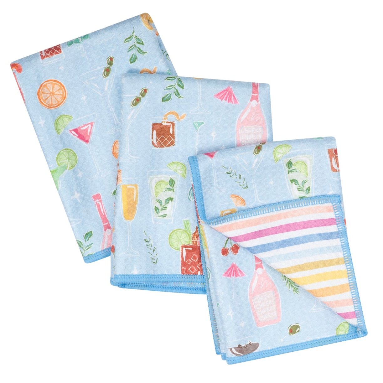 Mighty Mini Towel (Set of 3) Reversible - Iris & Sea Happy Hour - Once Again Home Co.