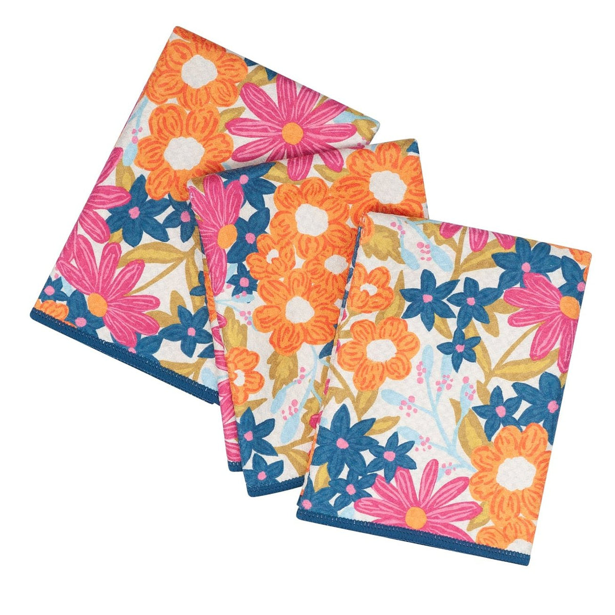 Mighty Mini Towel (Set of 3) Reversible - Iris & Sea Mini Blooms - Once Again Home Co.