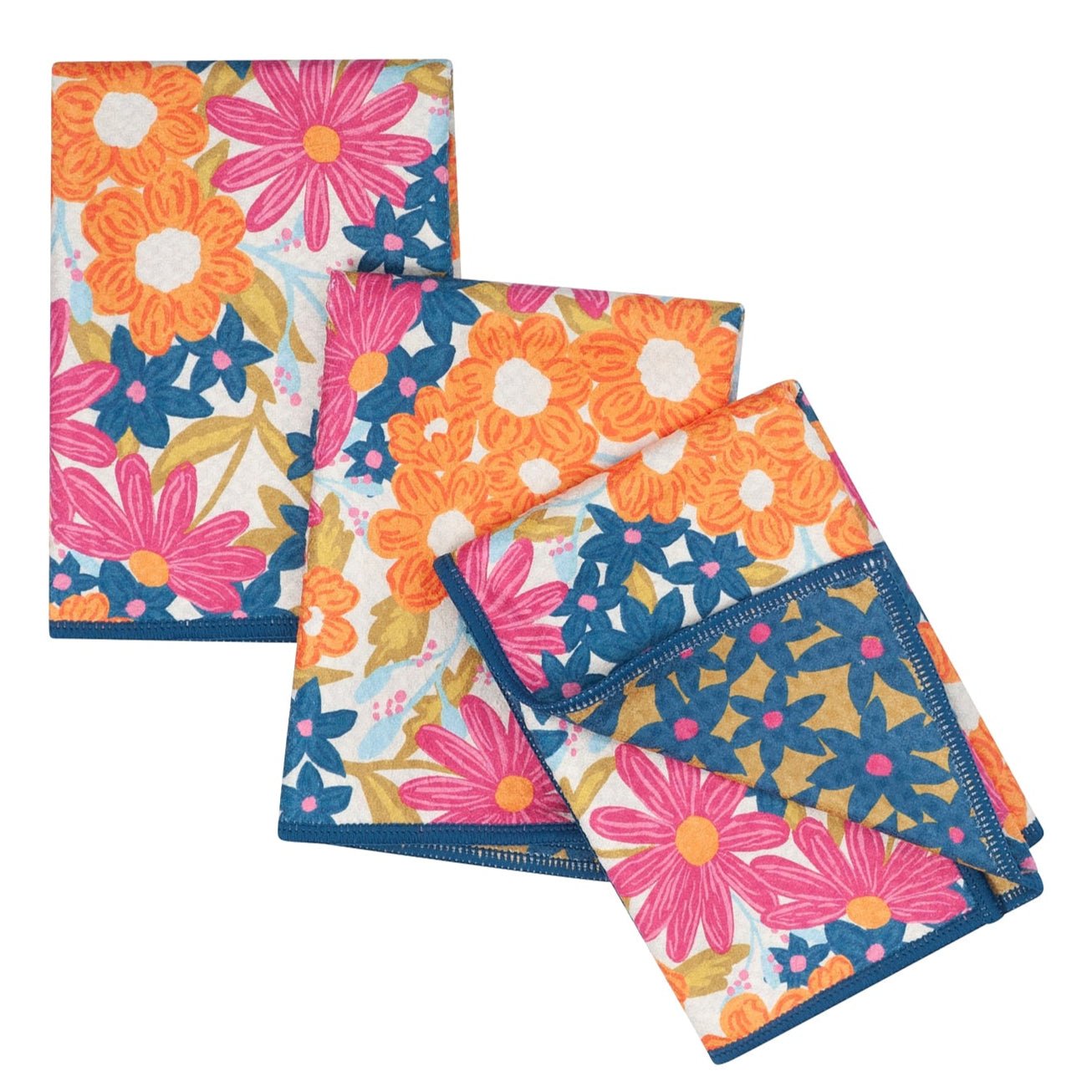 Mighty Mini Towel (Set of 3) Reversible - Iris & Sea Mini Blooms - Once Again Home Co.