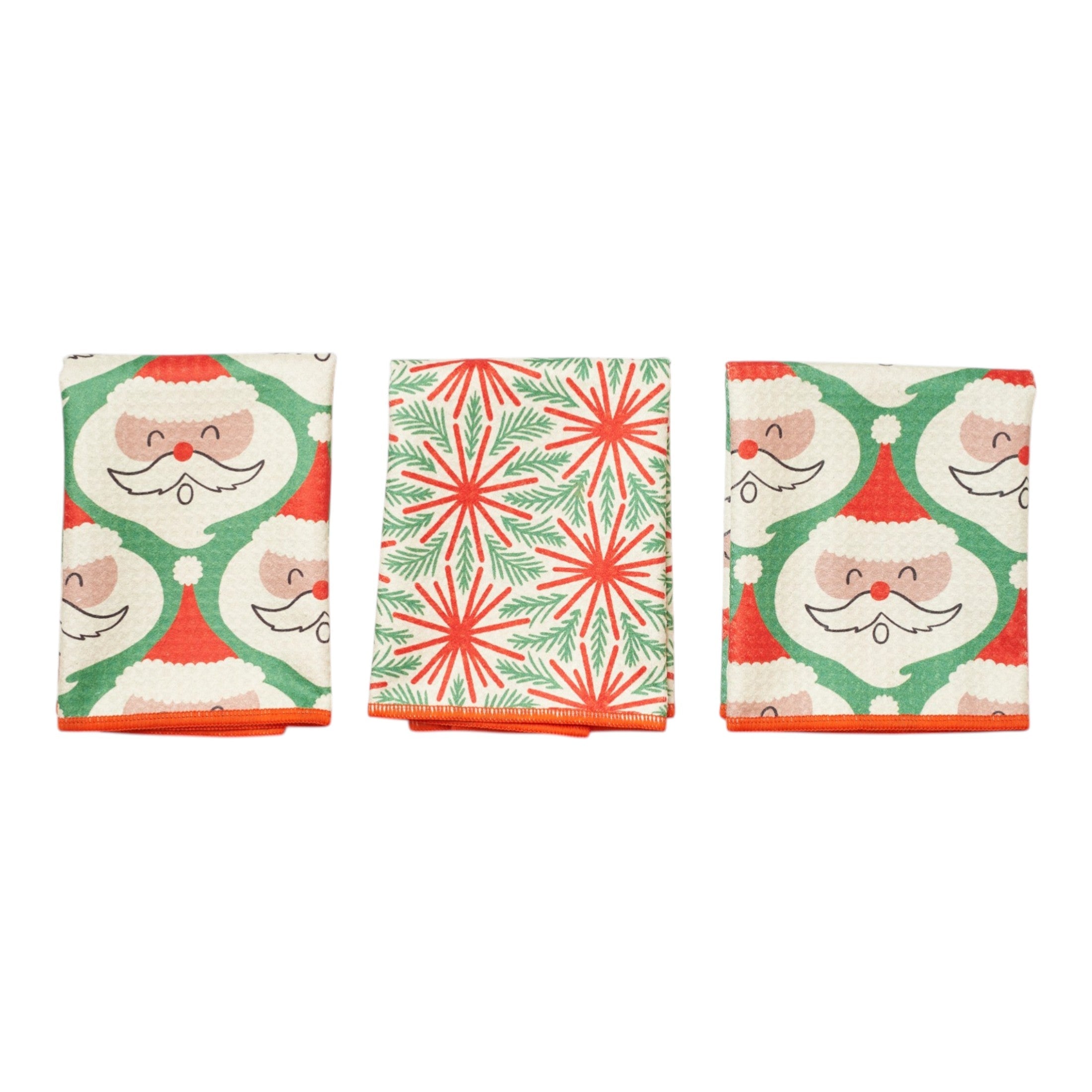 Mighty Mini Towel (Set of 3) Reversible - Jen Owens Santas - Once Again Home Co.