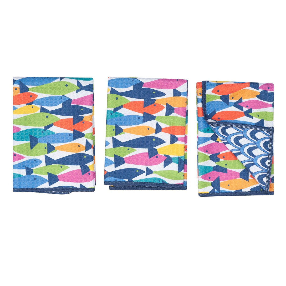 Mighty Mini Towel (Set of 3) Reversible - Kate Nelligan Fish - Once Again Home Co.
