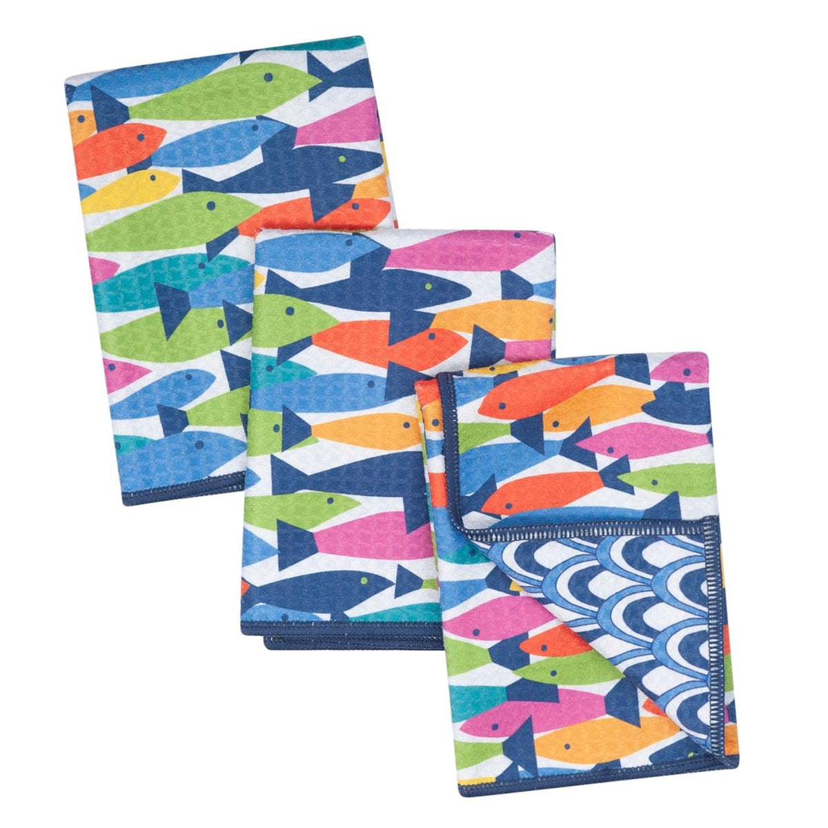 Mighty Mini Towel (Set of 3) Reversible - Kate Nelligan Fish - Once Again Home Co.