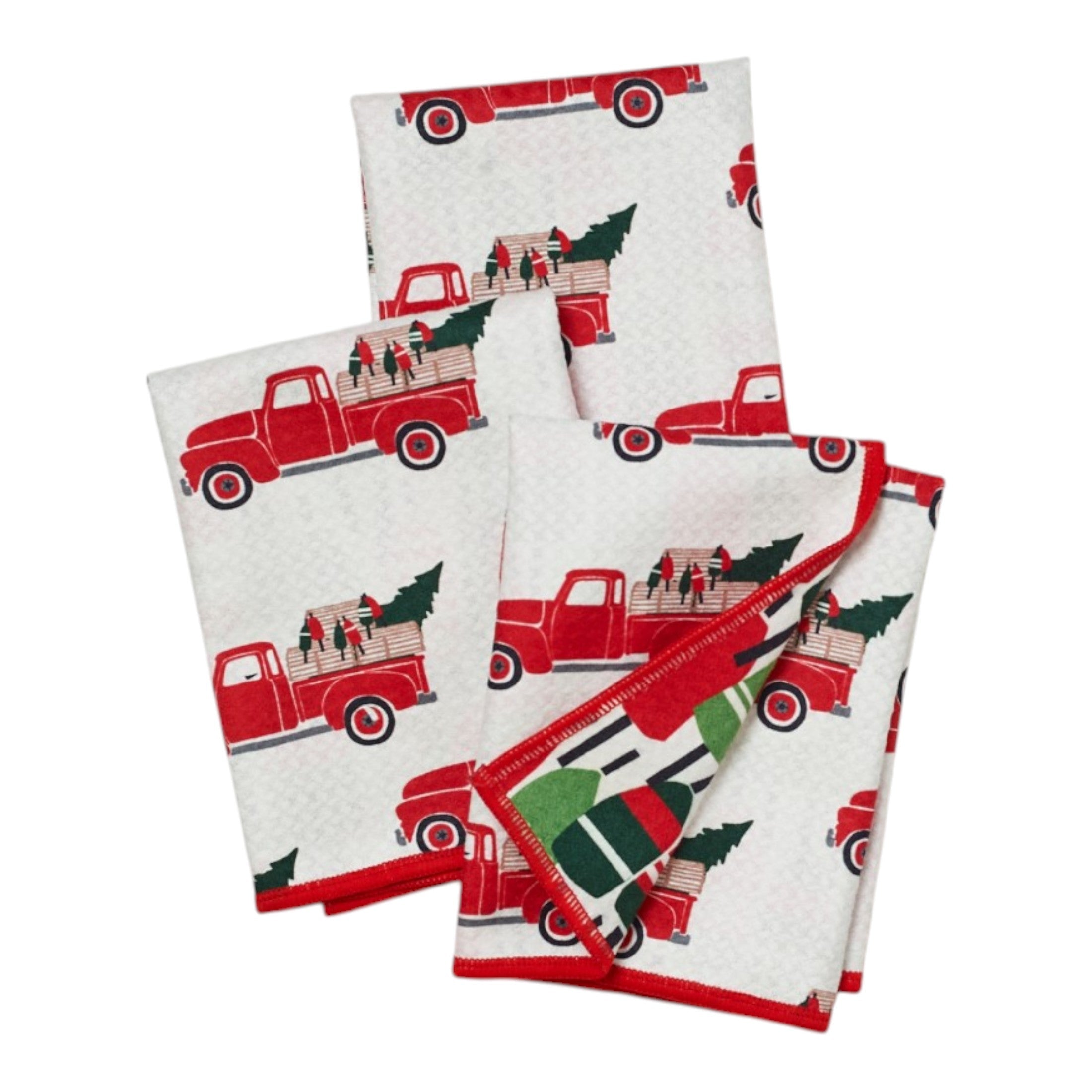 Mighty Mini Towel (Set of 3) Reversible - Kate Nelligan Holiday Truck - Once Again Home Co.