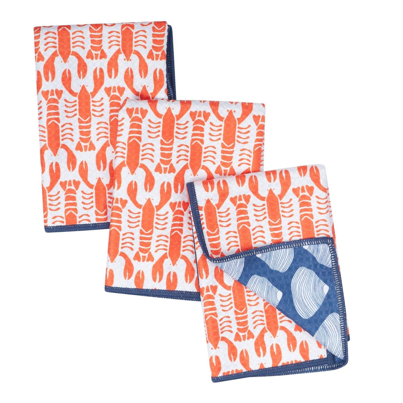 Mighty Mini Towel (Set of 3) Reversible - Kate Nelligan Lobster - Once Again Home Co.