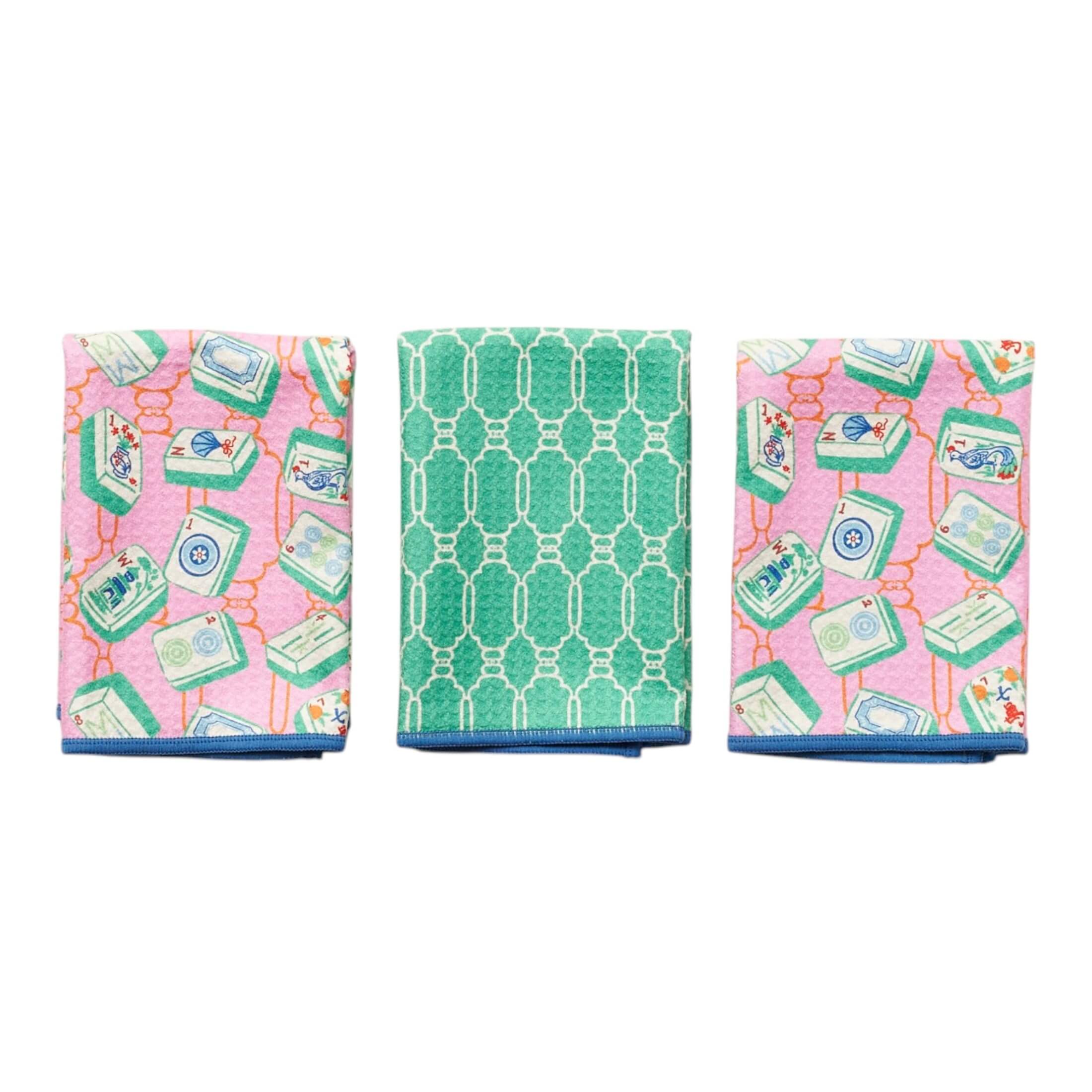 Mighty Mini Towel (Set of 3) Reversible - Mable Tan Mahjong - Once Again Home Co.
